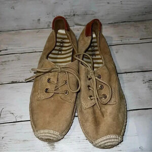 Vionic Rayne Suede Leather Espadrille sneaker Shoes Women’s 8 tan